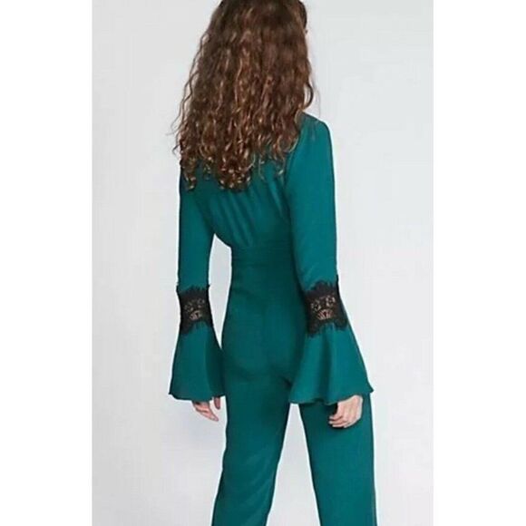 NWT FREE PEOPLE X STONE COLD FOX Sz 1 / S STEVIE JUMPSUIT  GREEN - Picture 2 of 6